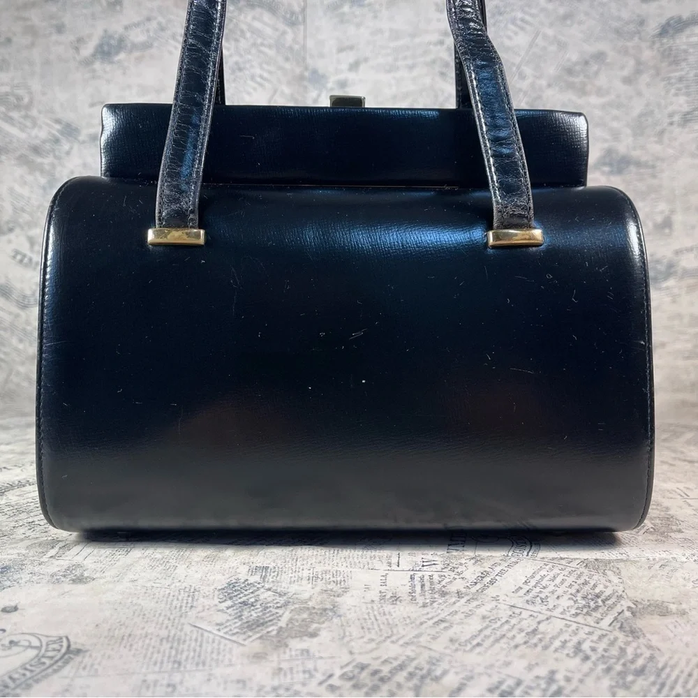 Normandie Vintage 1950s Leather Handbag Made in Canada Mid Century Top Handle